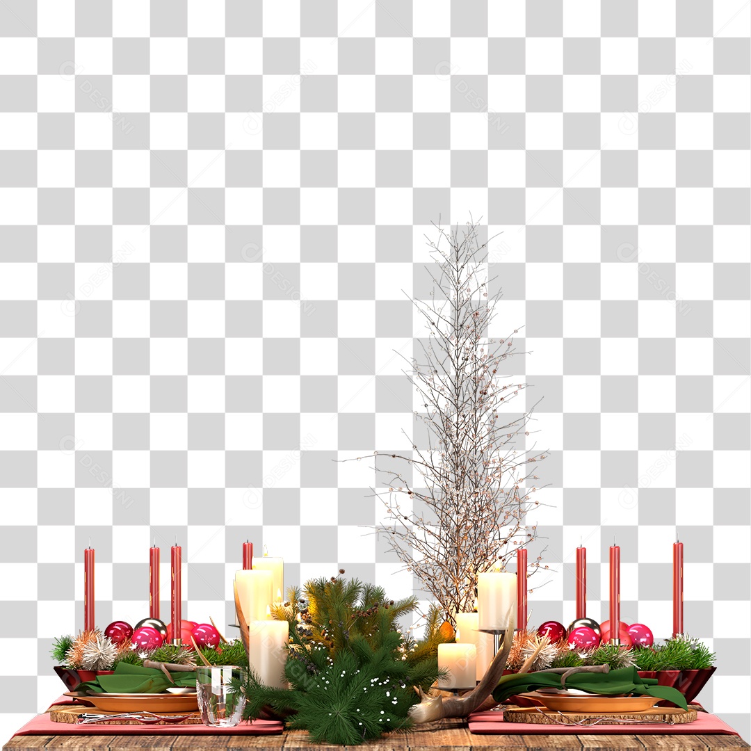 Mesa Decorada Para Ceia de Natal PNG Transparente