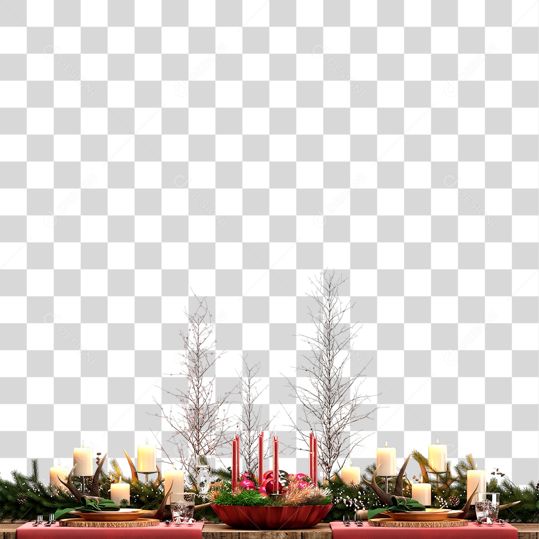 Mesa Decorada Para Ceia de Natal PNG Transparente