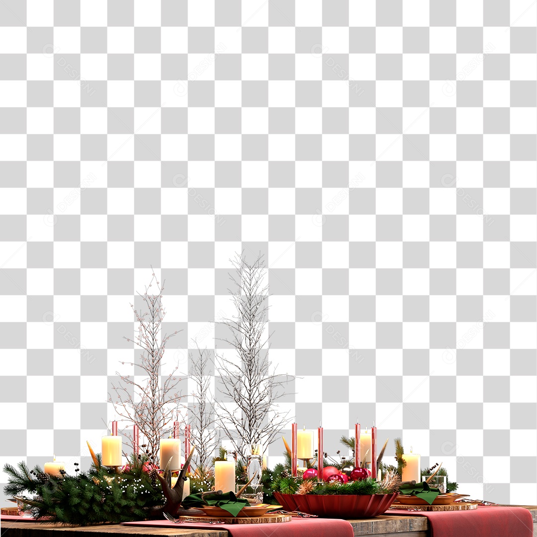 Mesa Decorada Para Ceia de Natal PNG Transparente