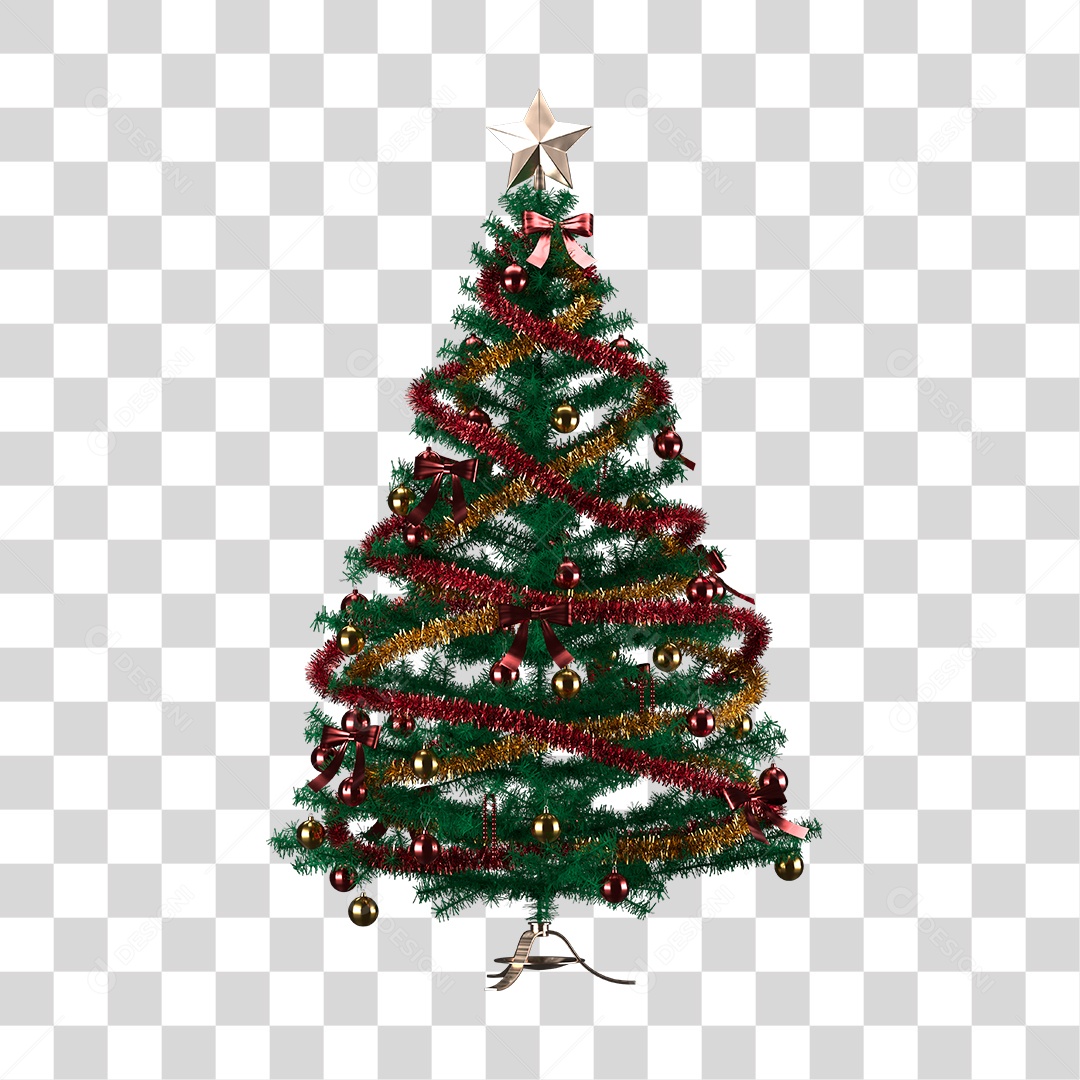 Árvore de Natal Verde Decorada PNG Transparente