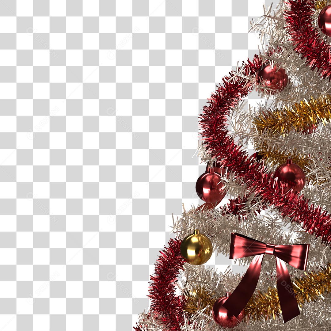 Árvore de Natal Branca Decorada PNG Transparente