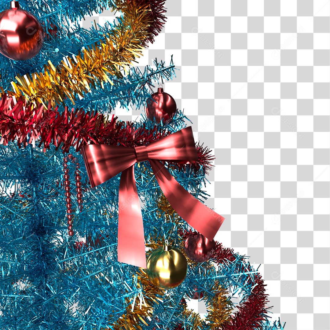 Árvore de Natal Azul Decorada PNG Transparente
