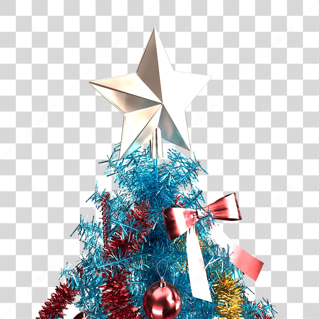 Árvore de Natal Azul Decorada PNG Transparente