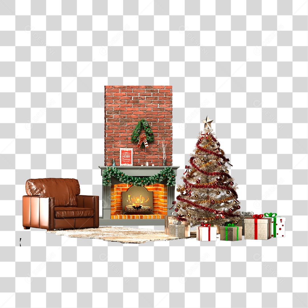 Sala Decorada de Natal PNG Transparente