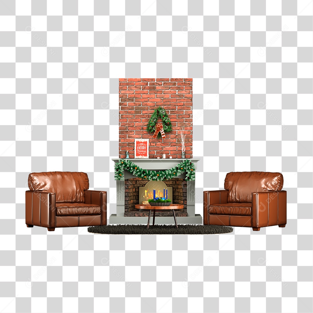 Sala Decorada de Natal PNG Transparente