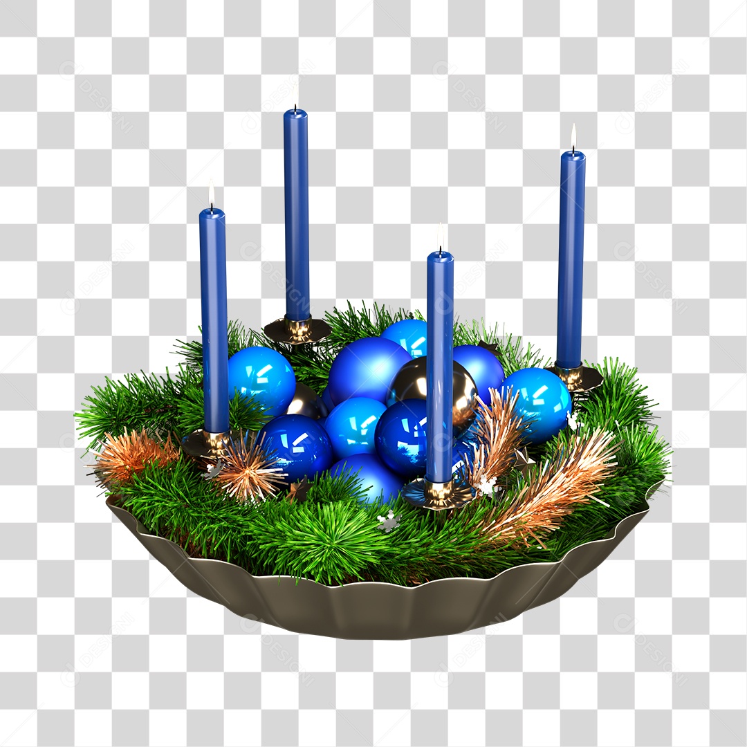 Decoração de Natal Bandeja Vela e Bolas PNG Transparente