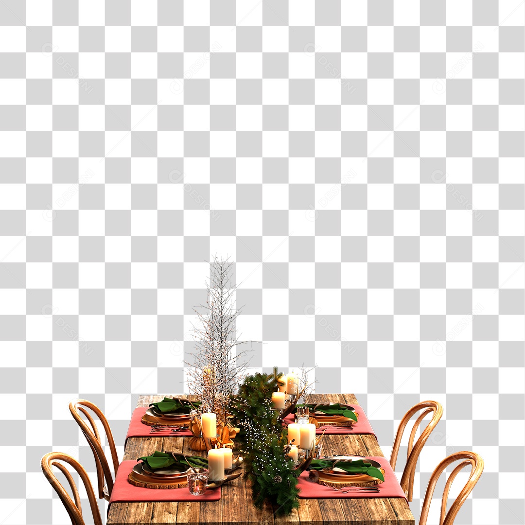 Mesa Decorada Para Ceia de Natal PNG Transparente
