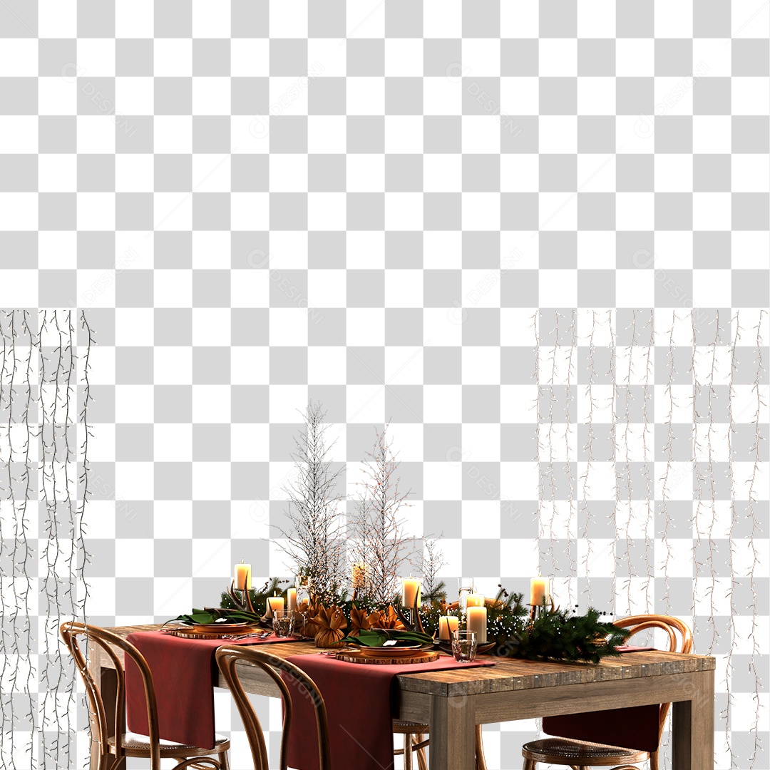 Mesa Decorada Para Ceia de Natal PNG Transparente