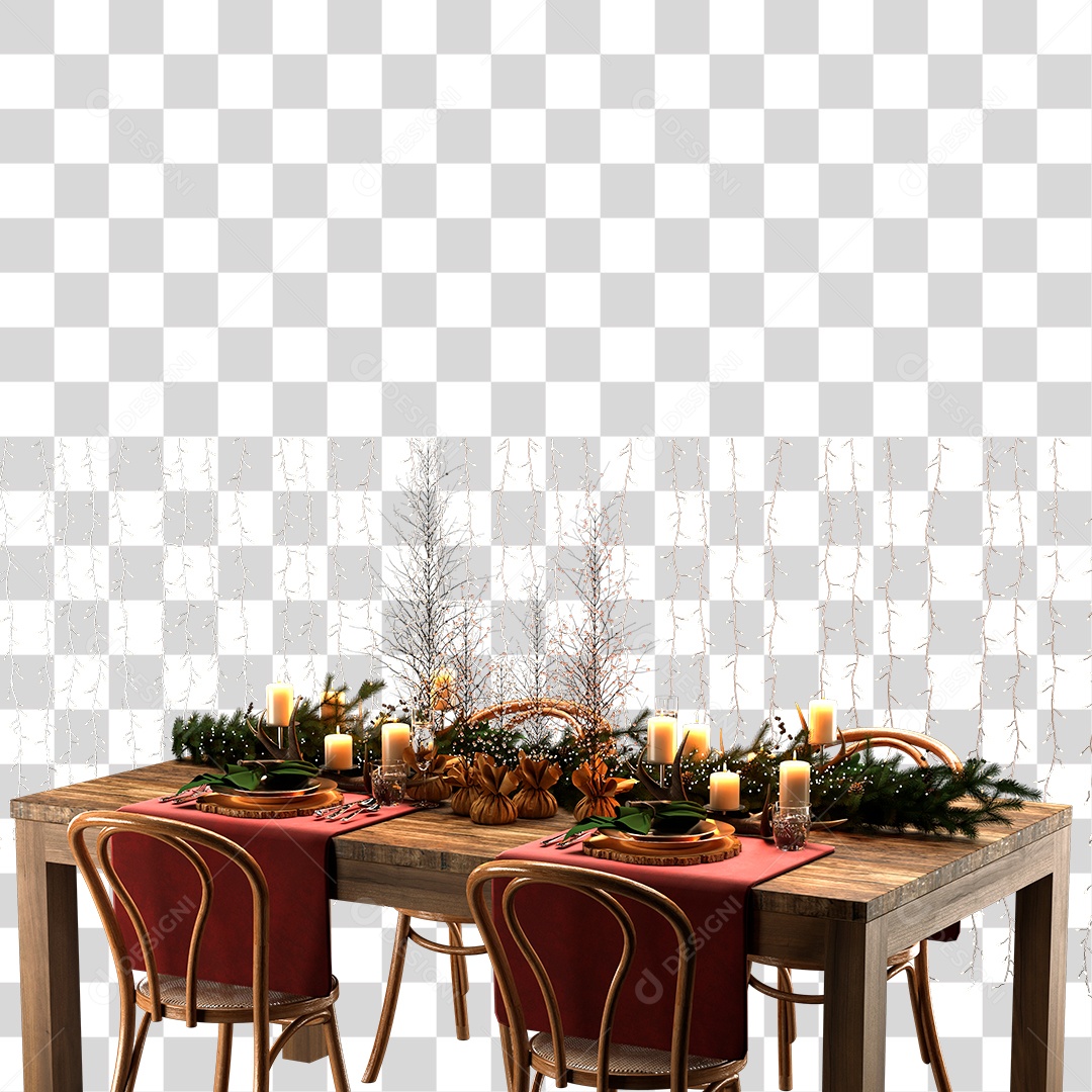 Mesa Decorada Para Ceia de Natal PNG Transparente