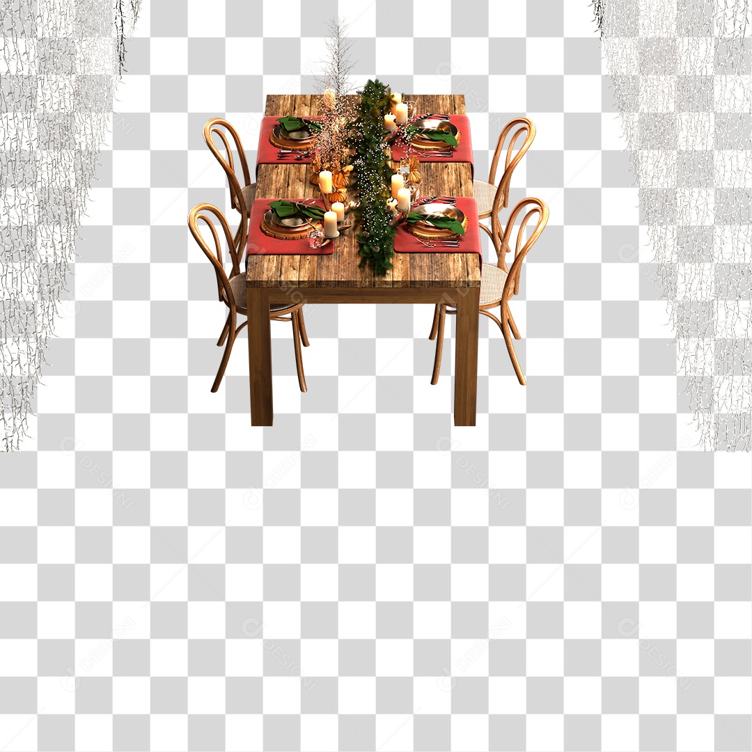 Mesa Decorada Para Ceia de Natal PNG Transparente