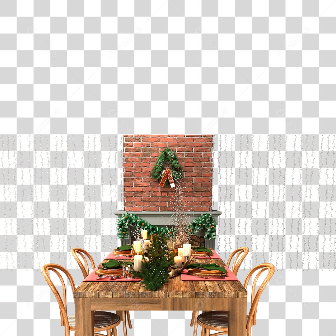 Mesa Decorada Para Ceia de Natal PNG Transparente