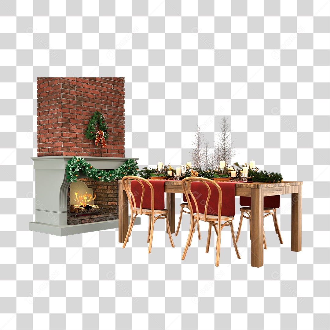 Mesa Decorada Para Ceia de Natal PNG Transparente