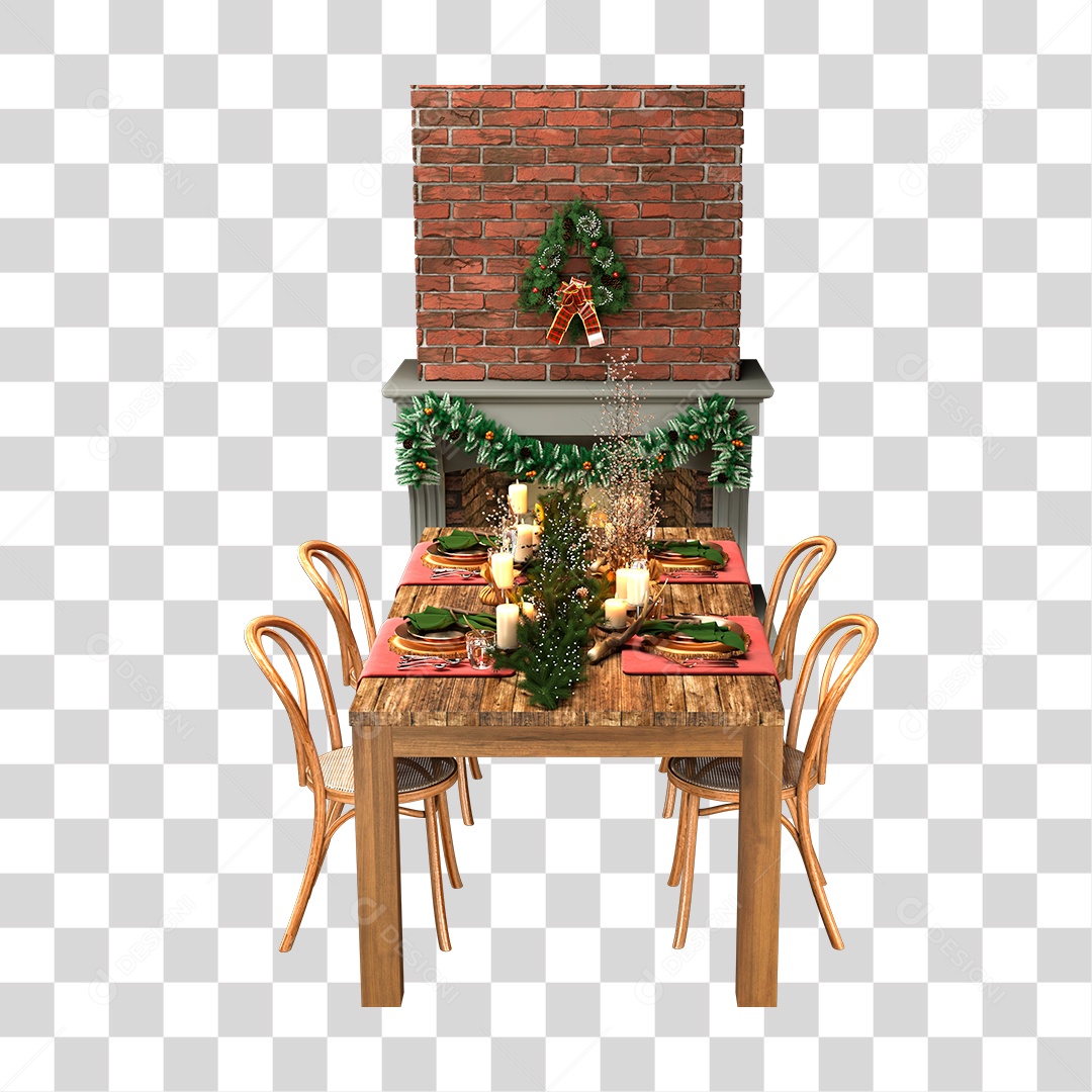 Mesa Decorada Para Ceia de Natal PNG Transparente