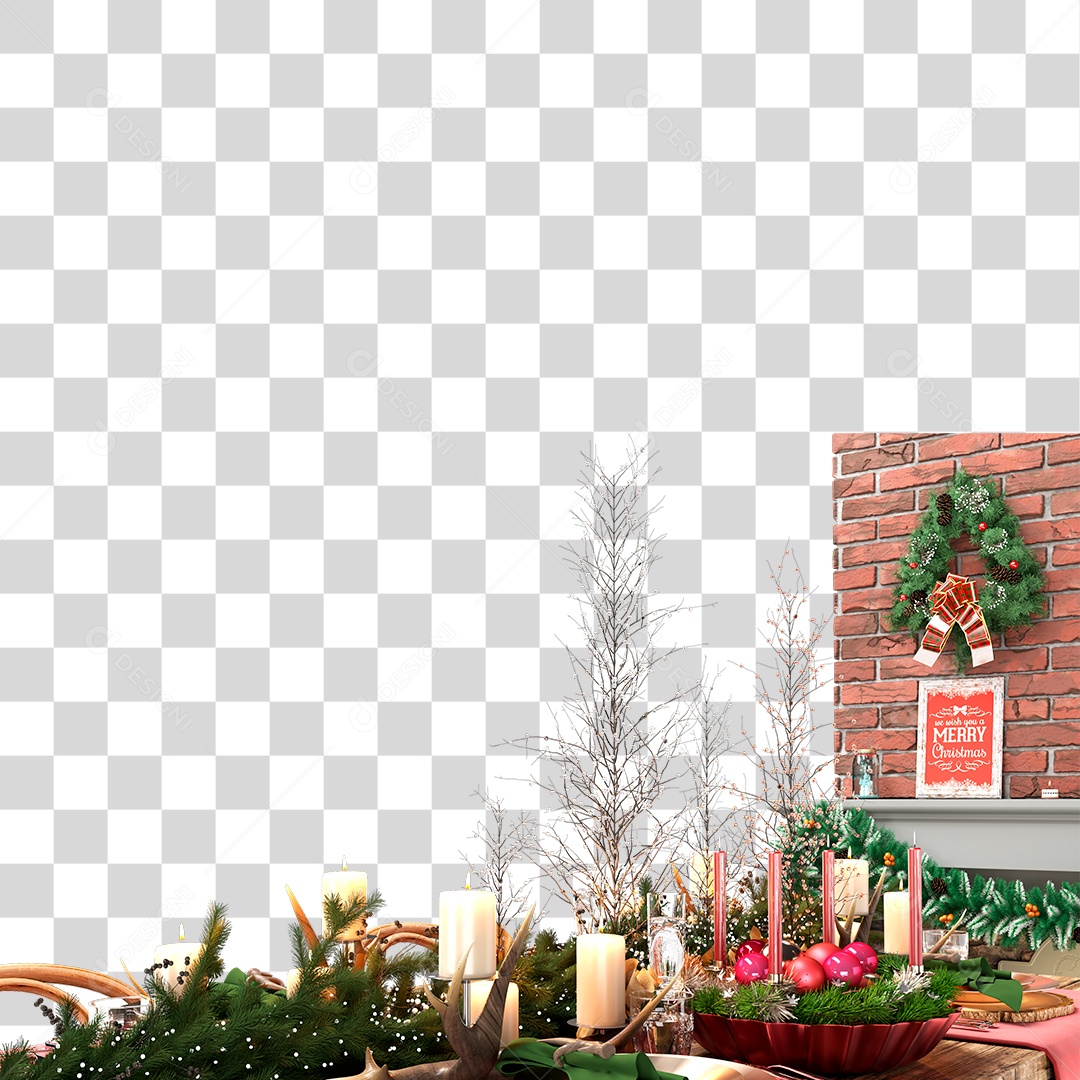 Mesa Decorada Para Ceia de Natal PNG Transparente