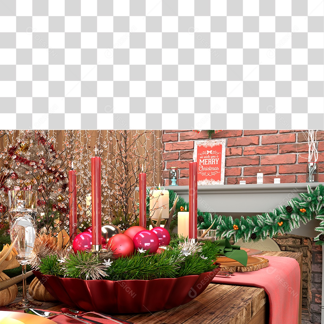 Mesa Decorada Para Ceia de Natal PNG Transparente