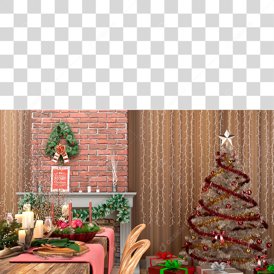 Mesa Decorada Para Ceia de Natal PNG Transparente