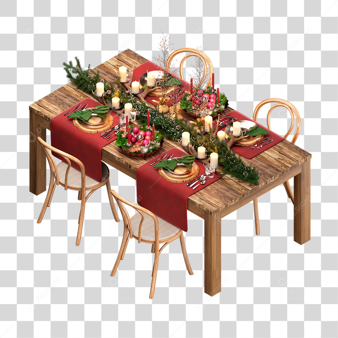 Mesa Decorada Para Ceia de Natal PNG Transparente