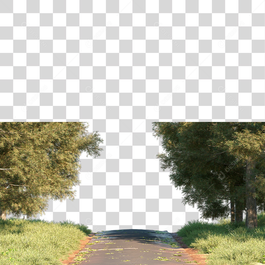 Árvores verdes Estrada PNG Transparente