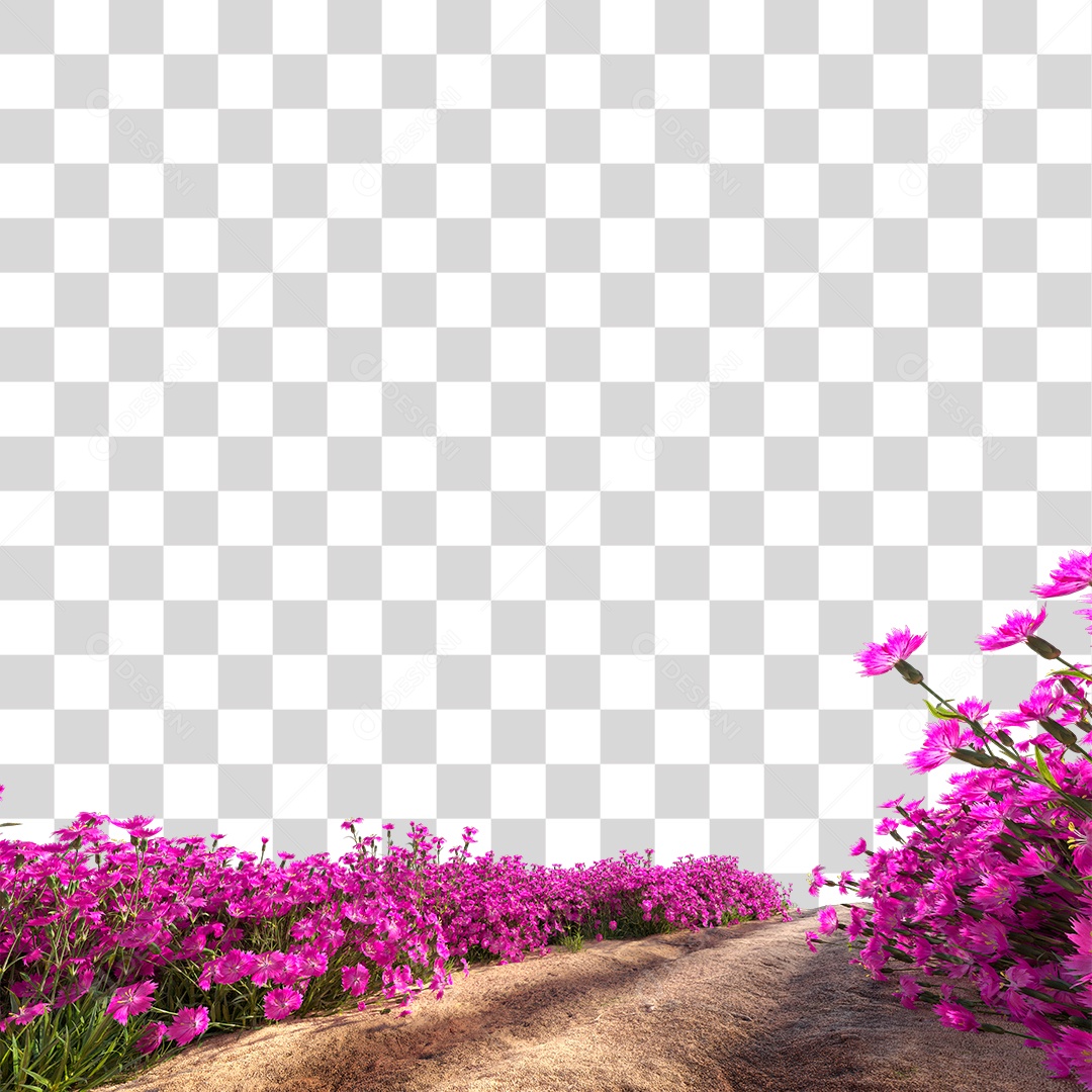 Arbusto de Flores Na Beira da Estrada PNG Transparente