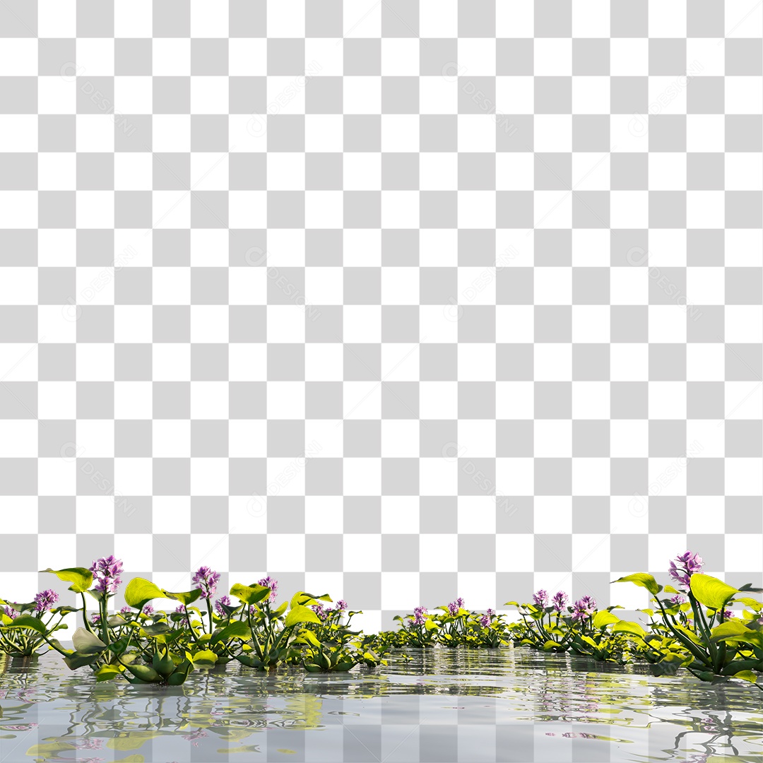 Lago Com Plantas PNG Transparente