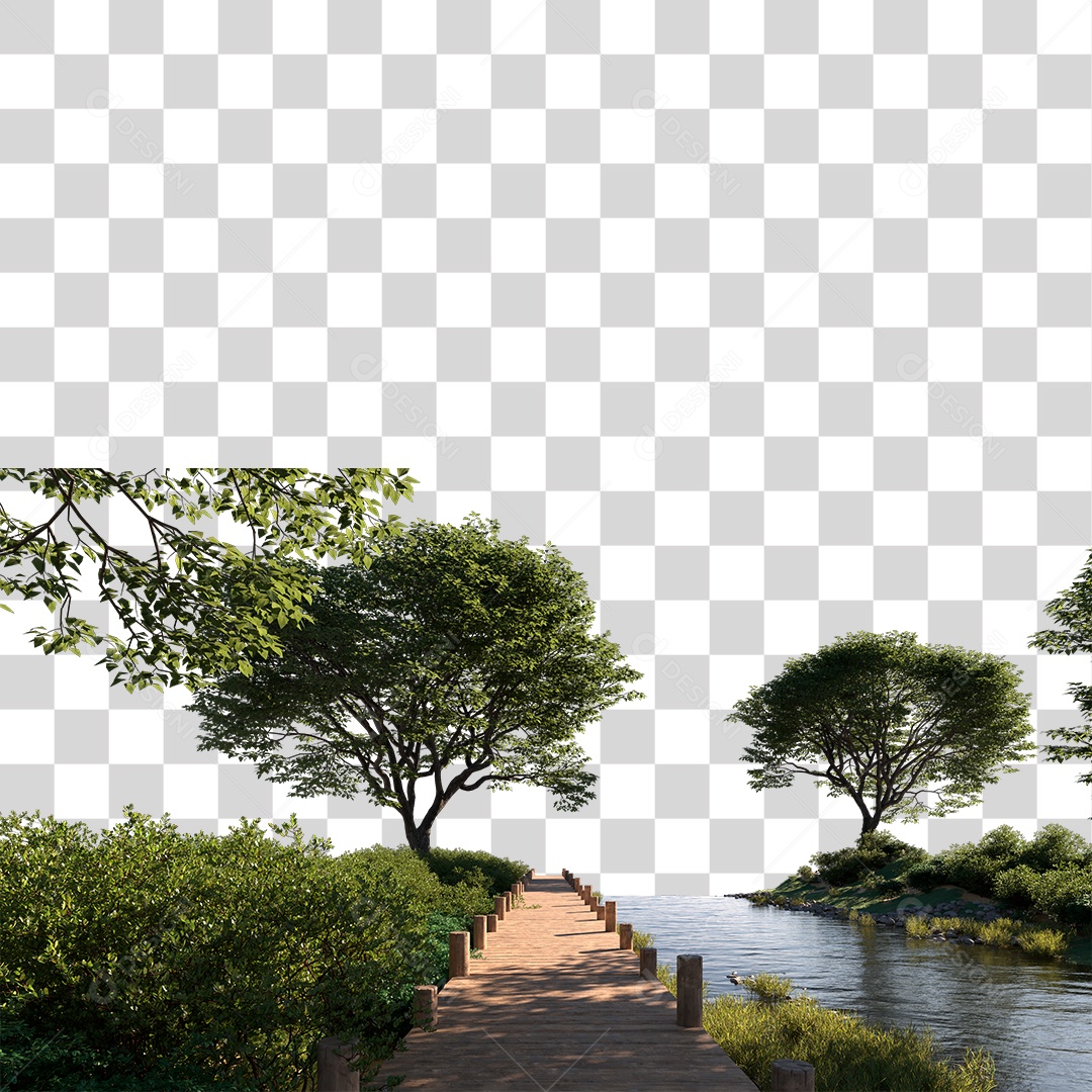 Passarela Sobre Lago PNG Transparente