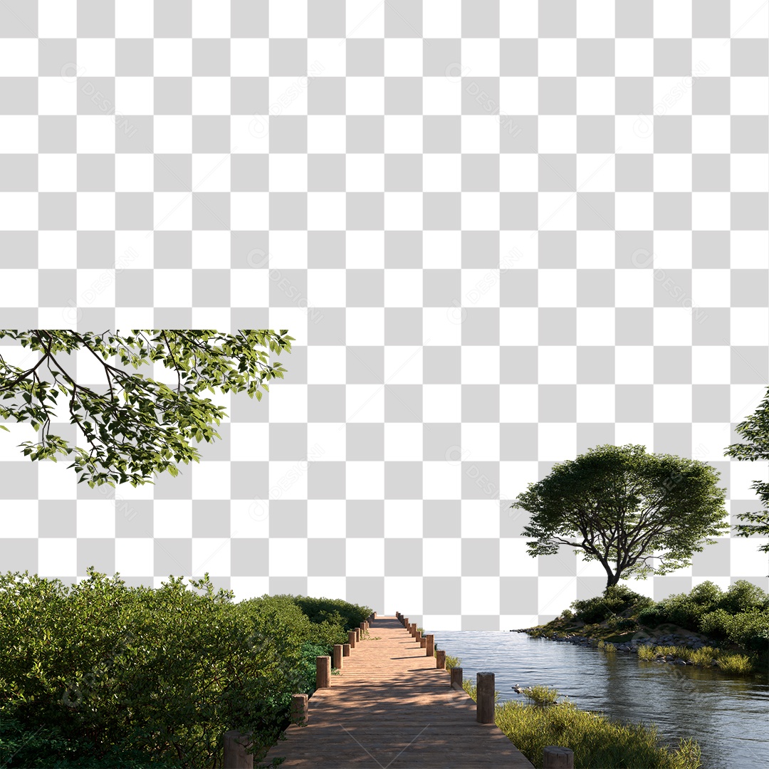 Passarela Sobre Lago PNG Transparente