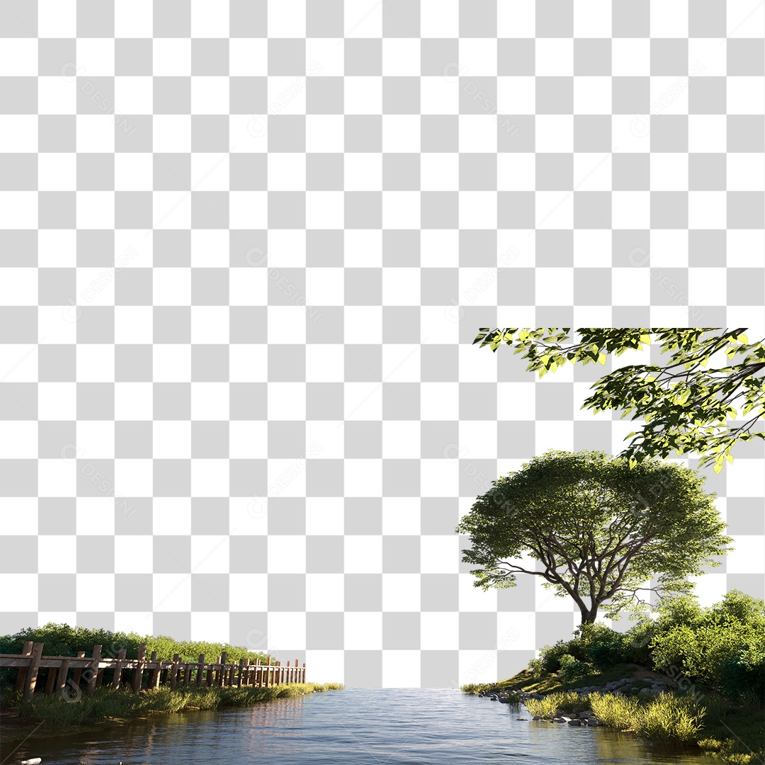 Passarela Sobre Lago PNG Transparente