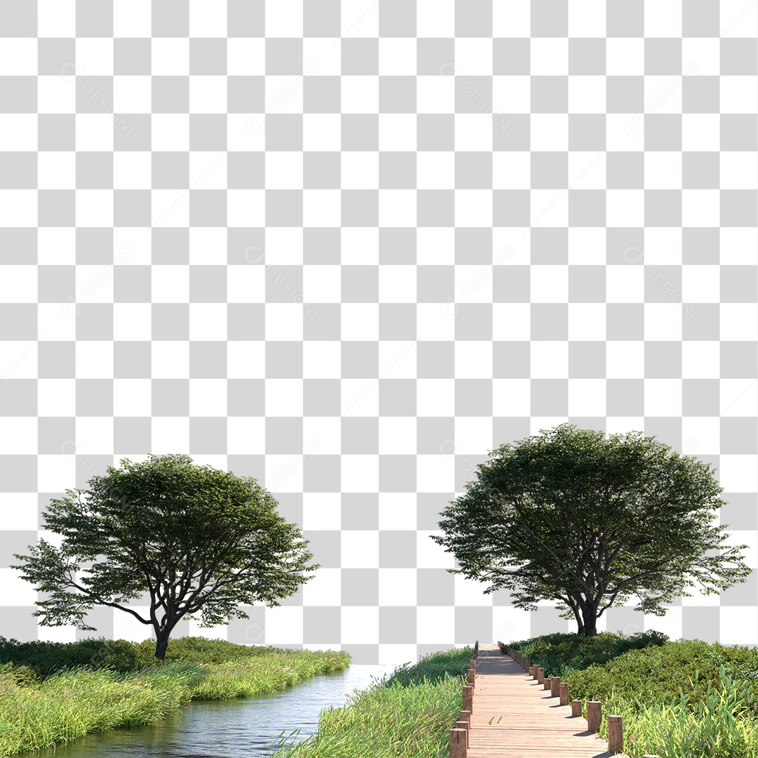 Passarela Sobre Lago PNG Transparente