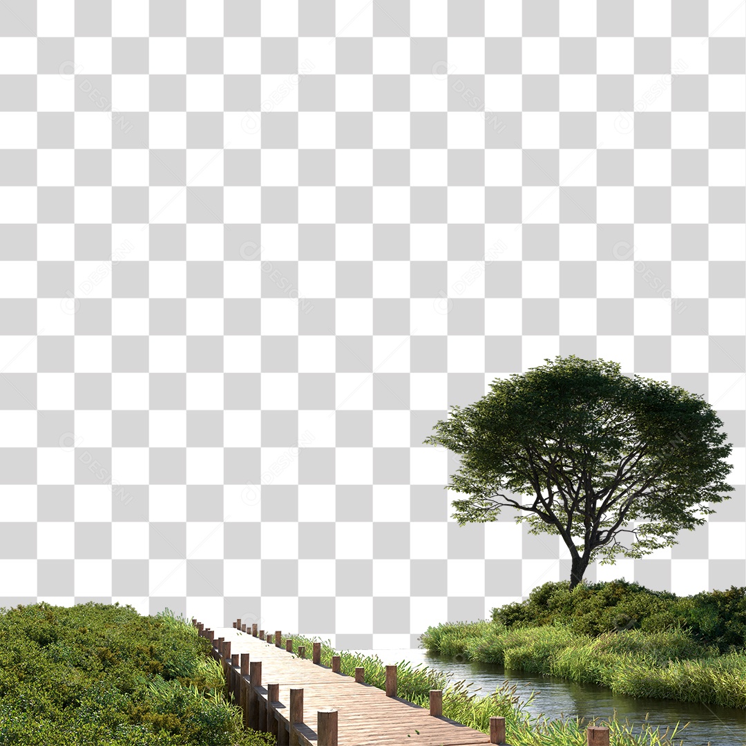 Passarela Sobre Lago PNG Transparente