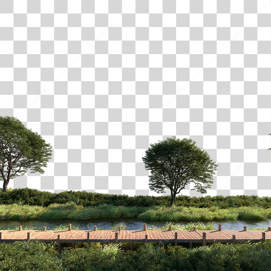 Passarela Sobre Lago PNG Transparente
