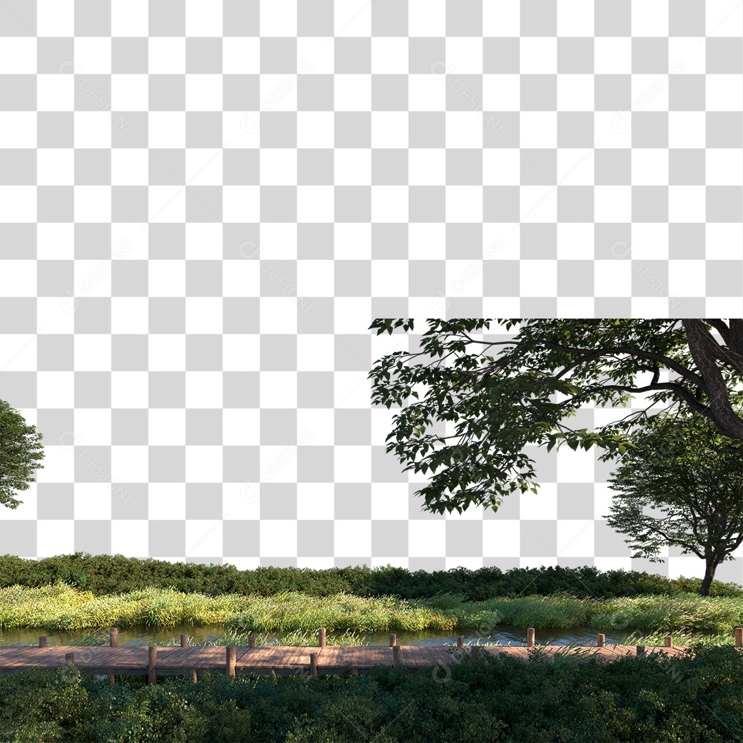 Passarela Sobre Lago PNG Transparente