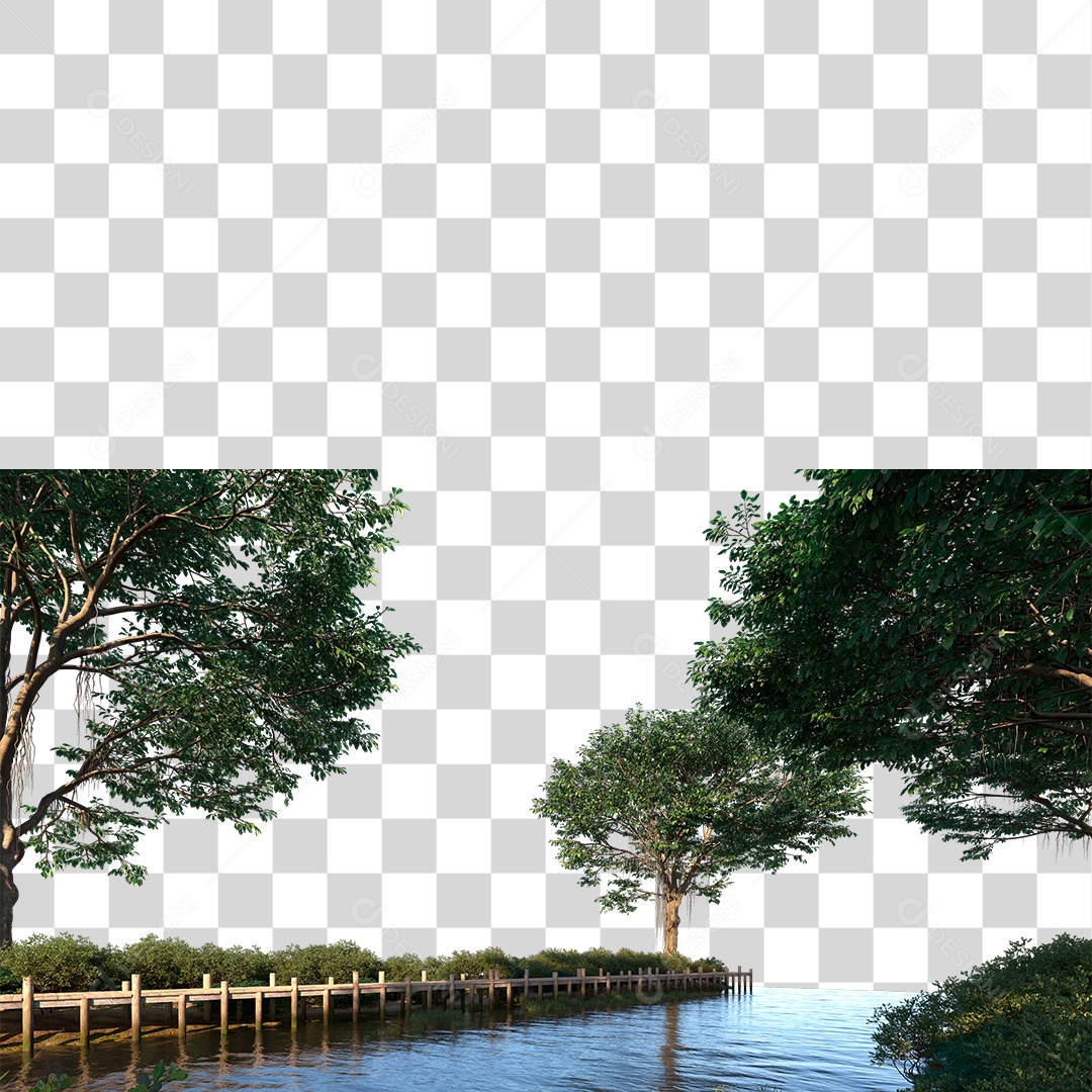 Paisagem Rios Árvores PNG Transparente