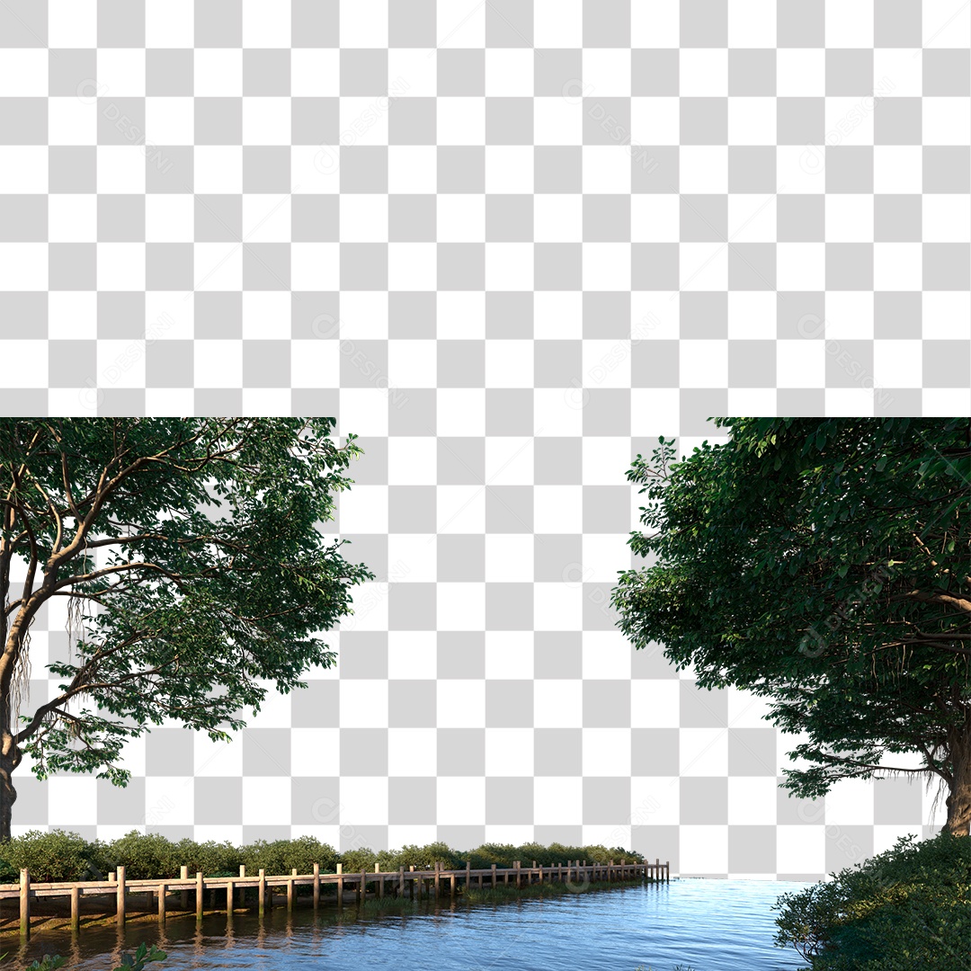 Paisagem Rios Árvores PNG Transparente