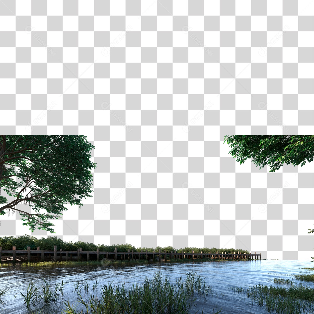 Paisagem Rios Árvores PNG Transparente