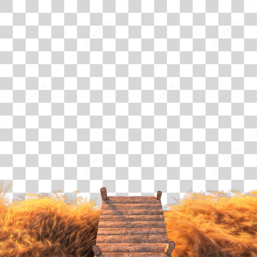 Passarela Sobre Campo ao Por Do Sol PNG Transparente