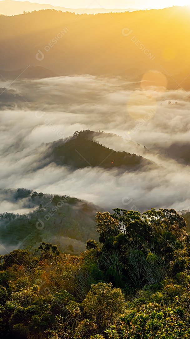 Betong, Yala, Tailândia Ponto de vista de neblina Talay Mok Aiyoeweng, há mar de neblina visitado por turistas pela manhã