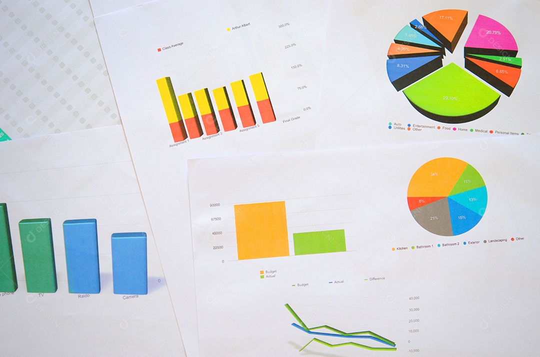 gráficos e gráficos de finanças, conceito de negócio de investimento financeiro