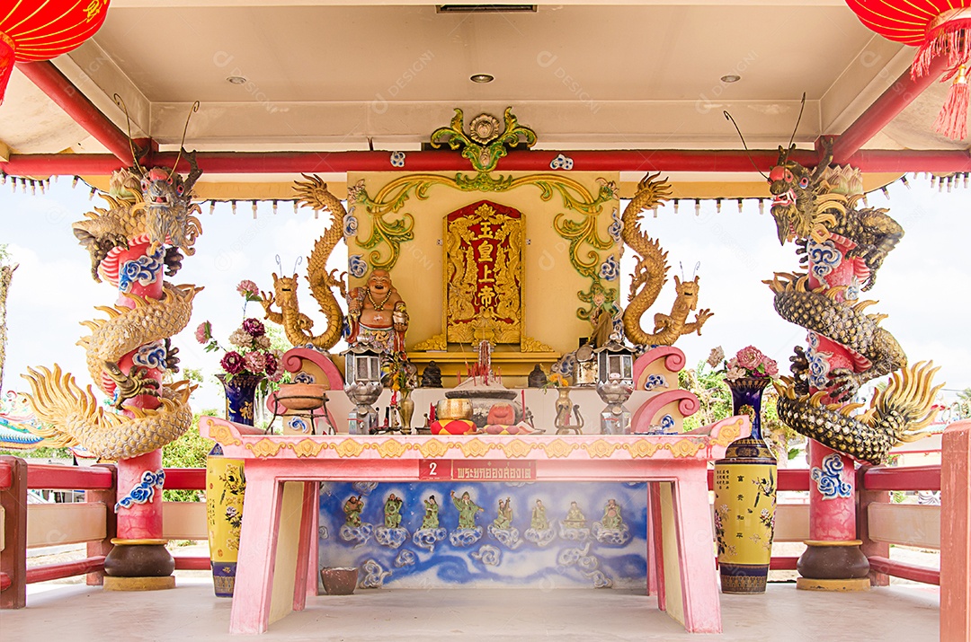 Belo templo chinês na província de, Tailândia