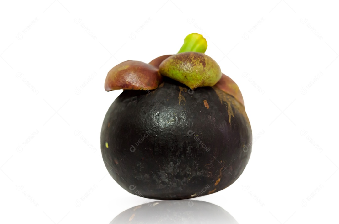 Mangostão em fundo branco.