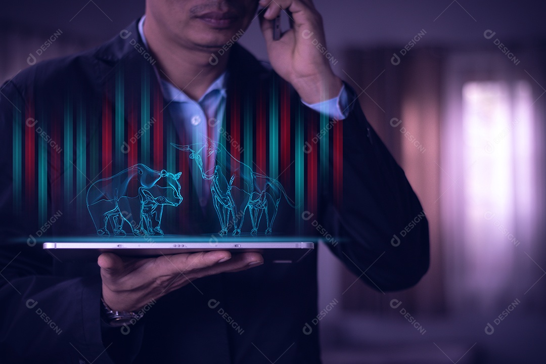 Escrita de forma de touro e urso por linhas e pontos