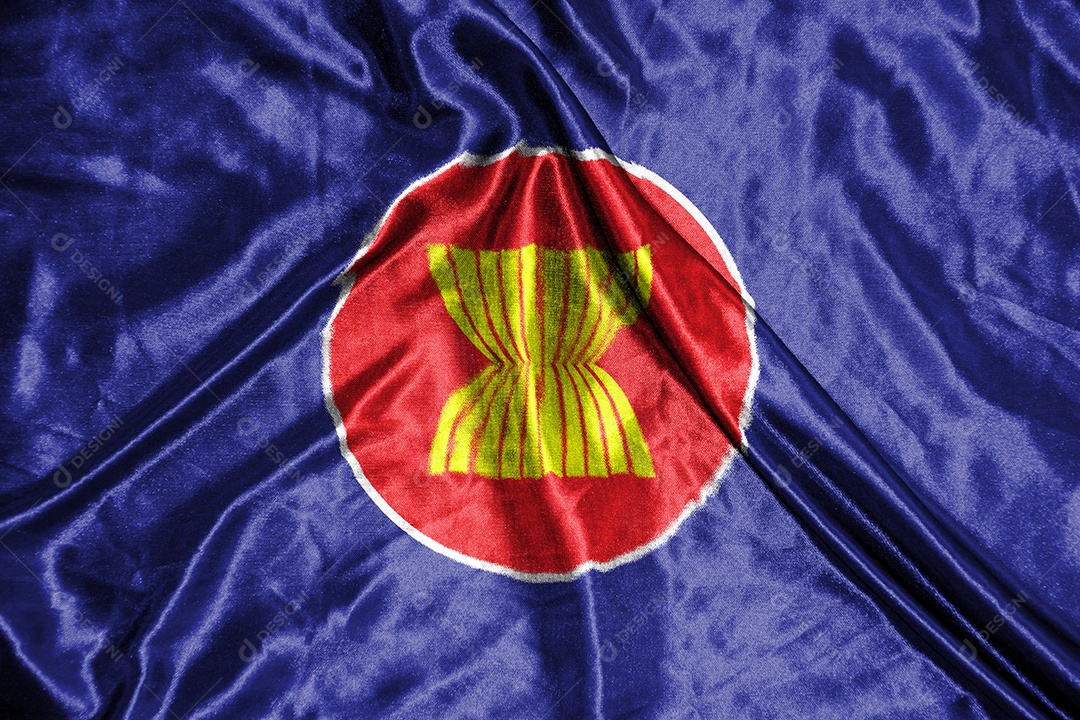 bandeira de pano asean Bandeira de cetim Tecido ondulado Textura da bandeira