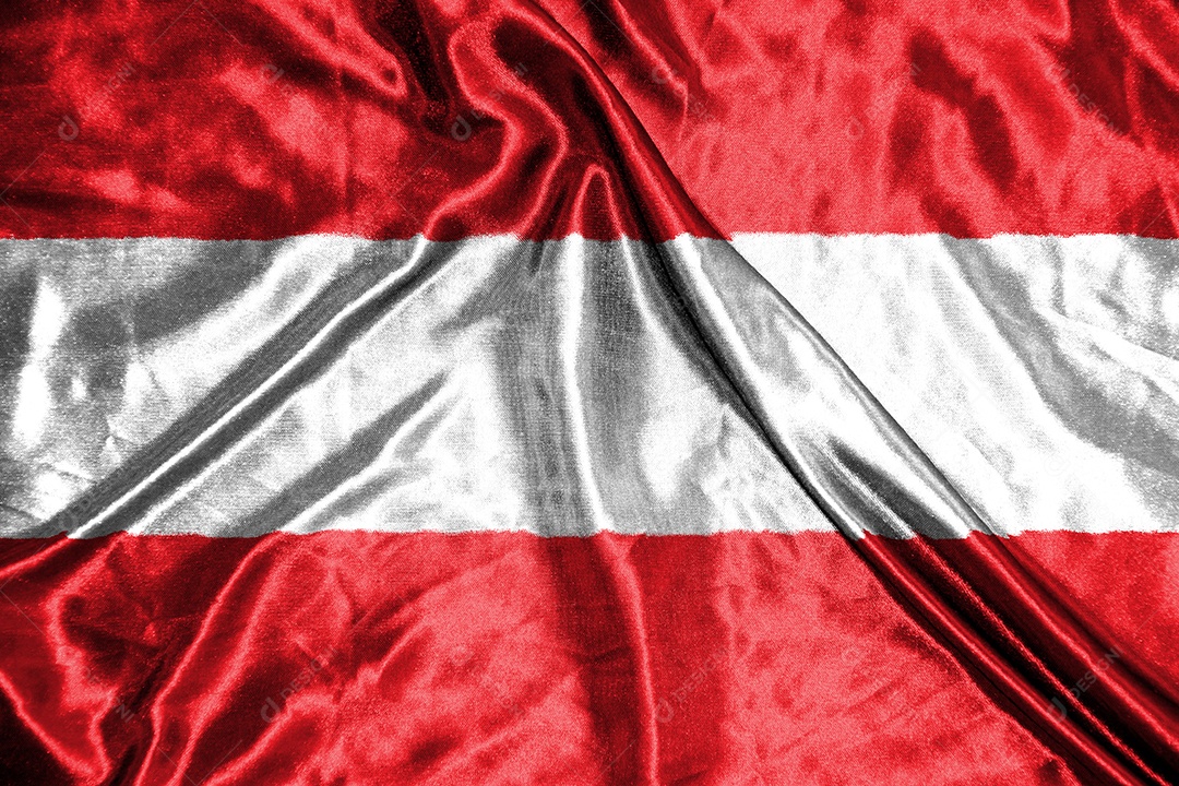 bandeira de pano da áustria Bandeira de cetim Tecido ondulado Textura da bandeira