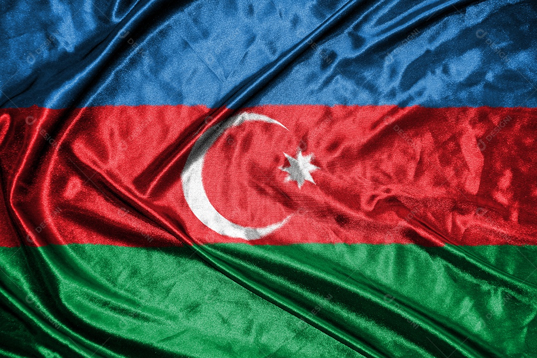 bandeira de pano do azerbaijão bandeira de cetim tecido acenando textura da bandeira