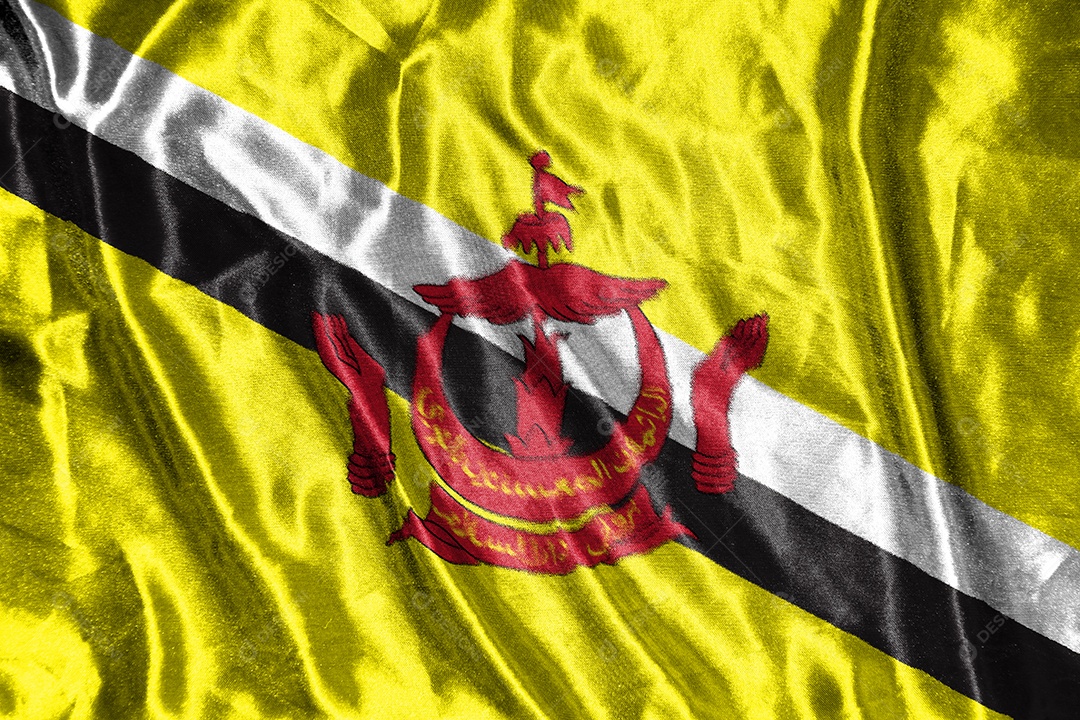 bandeira de pano brunei darussalam Bandeira de cetim Tecido ondulado Textura da bandeira