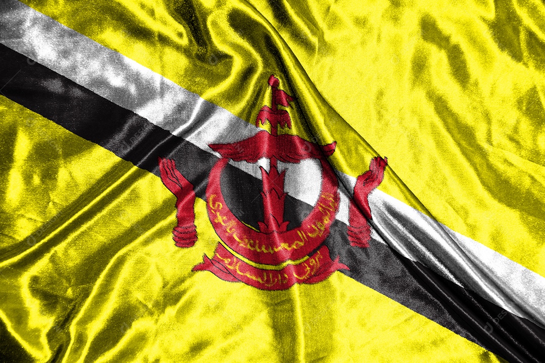 bandeira de pano brunei darussalam Bandeira de cetim Tecido ondulado Textura da bandeira