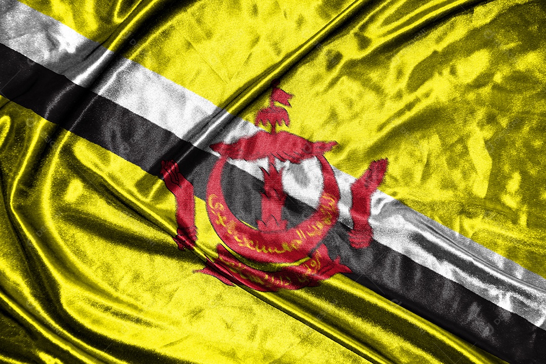bandeira de pano brunei darussalam Bandeira de cetim Tecido ondulado Textura da bandeira