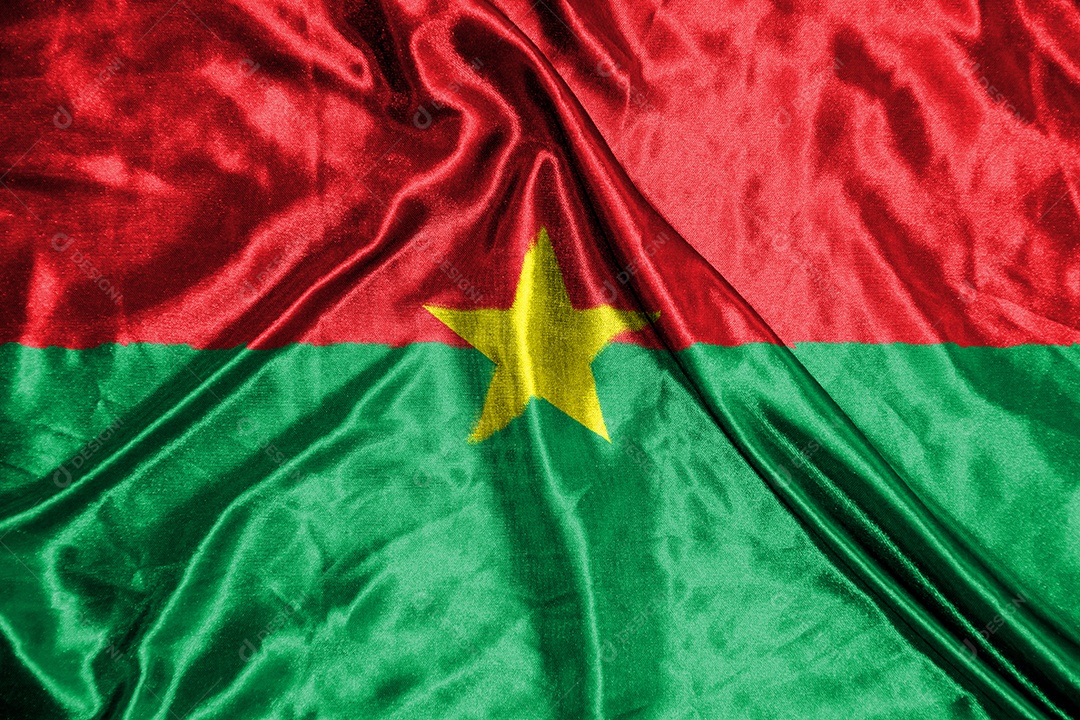 bandeira de pano burkina Bandeira de cetim Tecido ondulado Textura da bandeira