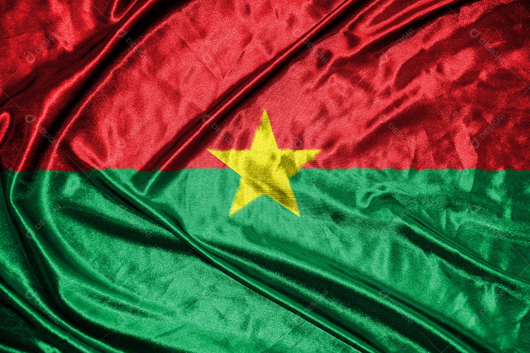 bandeira de pano burkina Bandeira de cetim Tecido ondulado Textura da bandeira
