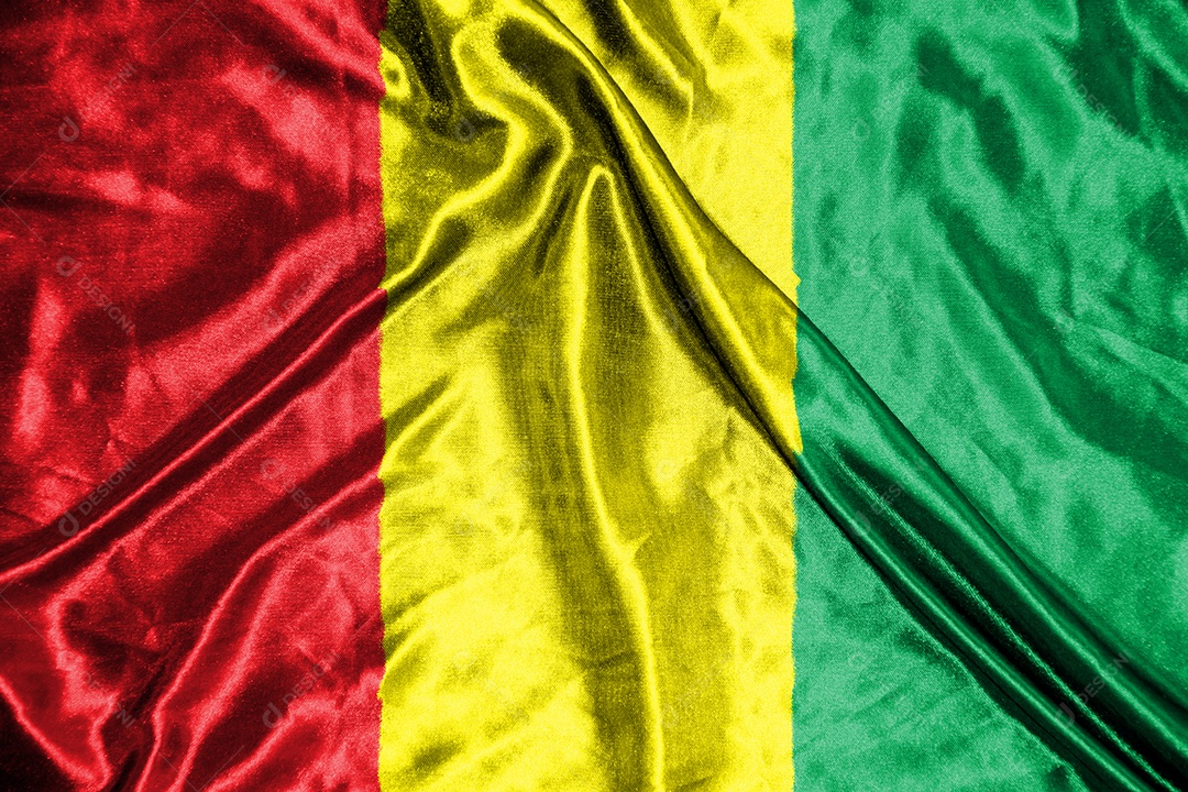 bandeira de pano da guiné Bandeira de cetim Tecido ondulado Textura da bandeira