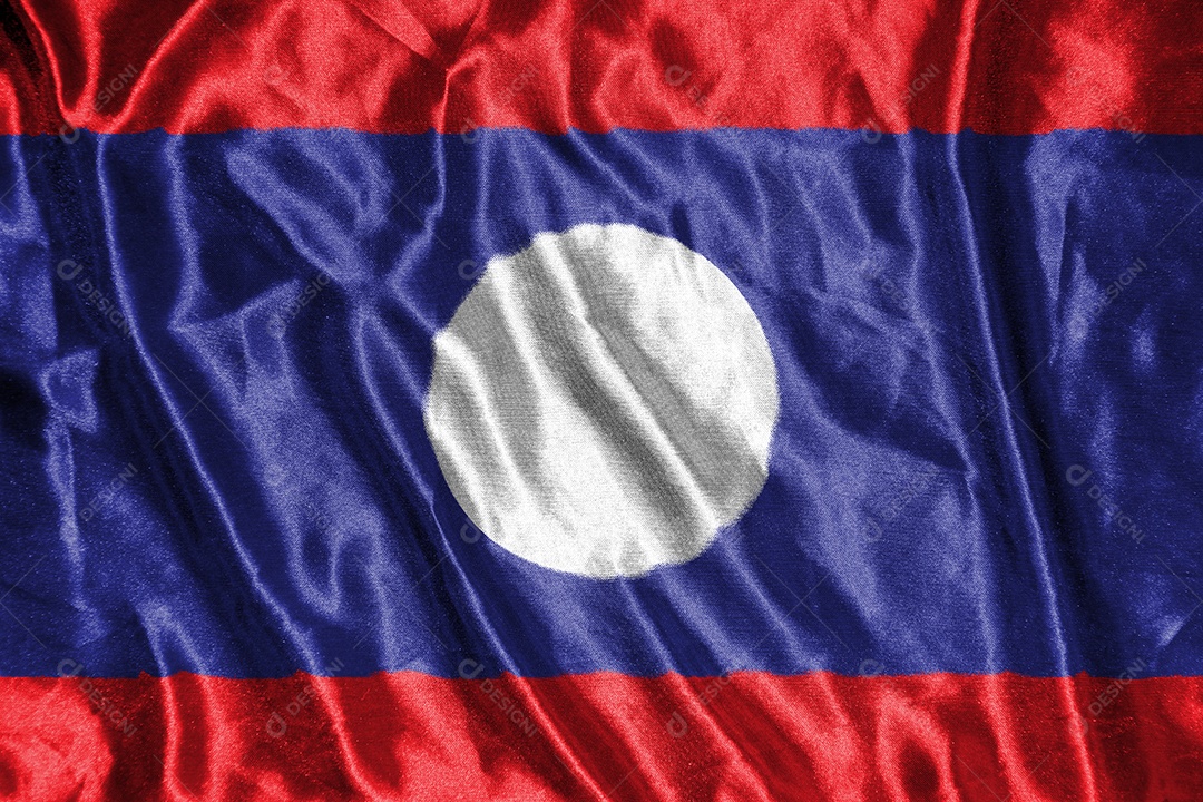 bandeira de pano do laos Bandeira de cetim Tecido ondulado Textura da bandeira